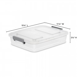 Modular Small Storage Bin, 6.2 Quart Latching Clear Plastic Container with
