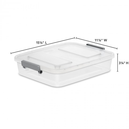 Modular Small Storage Bin, 6.2 Quart Latching Clear Plastic Container with