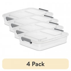 Modular Small Storage Bin, 6.2 Quart Latching Clear Plastic Container with