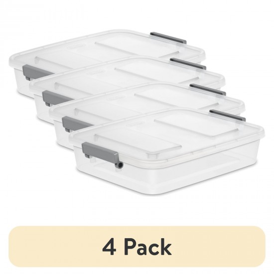 Modular Small Storage Bin, 6.2 Quart Latching Clear Plastic Container with