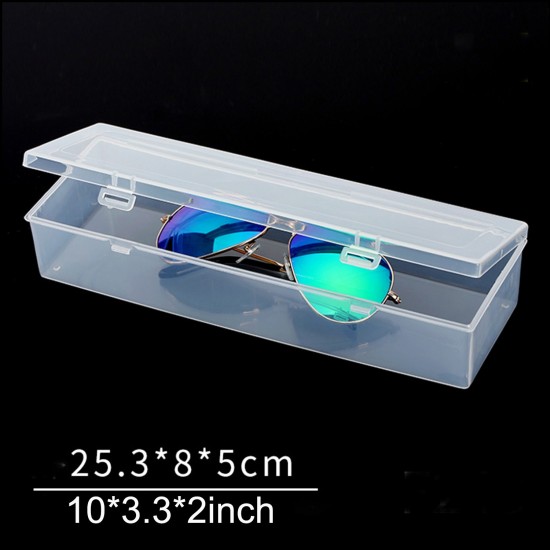 Large Clear Plastic Storage Container Box Hinged Lid Crafts Markers Pens Pencils
