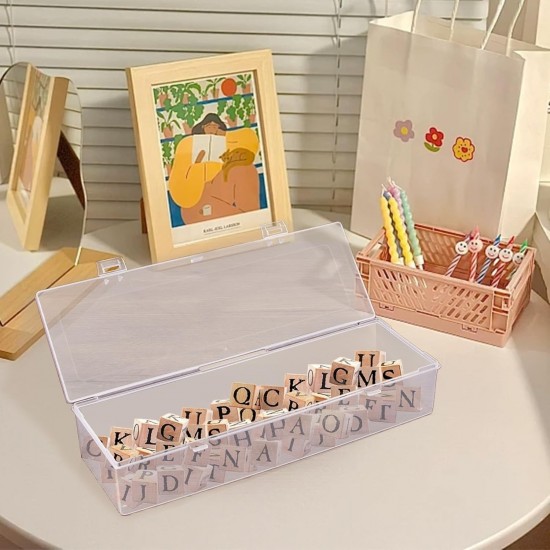 Clear Large Plastic Storage Container Box Hinged Lid Crafts Markers Pens Pencils
