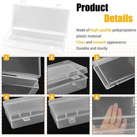 Clear Large Plastic Storage Container Box Hinged Lid Crafts Markers Pens Pencils