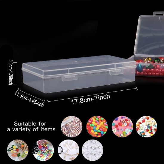 Clear Plastic Storage Container Boxes Box Hinged Lid DIY Arts Crafts Markers Pen