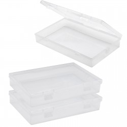 Clear Plastic Storage Container Boxes Box Hinged Lid DIY Arts Crafts Markers Pen