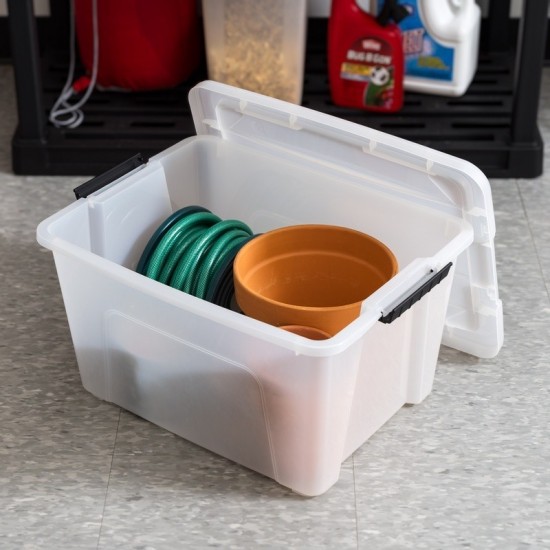 Stackable Storage Bins W/ Lids Durable Plastic Containers Easy Organizing New