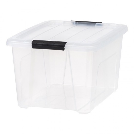 Stackable Modular Storage Bin W/ Latching Buckles & Built-In Handle Organizing