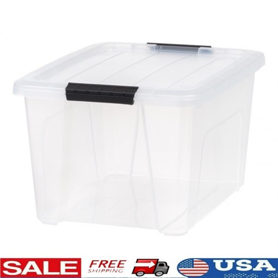 Stackable Modular Storage Bin W/ Latching Buckles & Built-In Handle Organizing