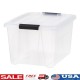Stackable Modular Storage Bin W/ Latching Buckles & Built-In Handle Organizing