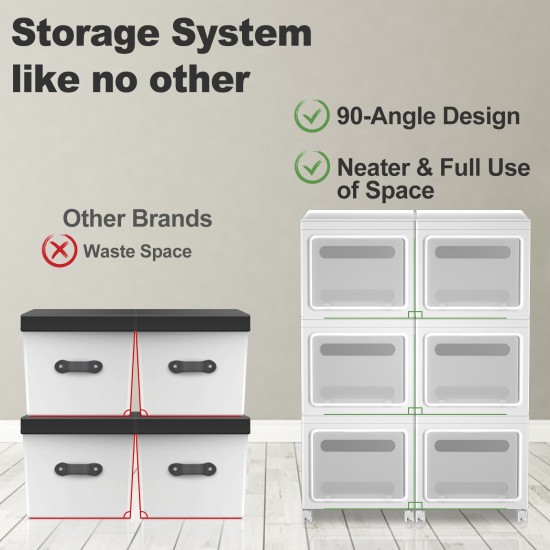 3Pcs 30 QT Large Stackable Storage Bins with Lid, Plastic Closet Organizer