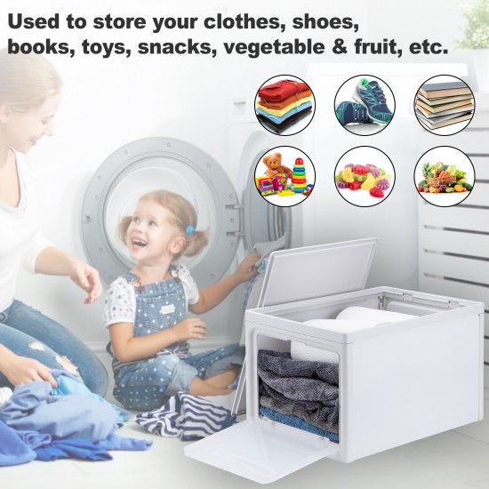 3Pcs 30 QT Large Stackable Storage Bins with Lid, Plastic Closet Organizer