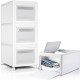 3Pcs 30 QT Large Stackable Storage Bins with Lid, Plastic Closet Organizer