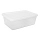 (4) 12 Quart Storage Boxes, Clear Plastic Storage Bin with Snap-On Lid, White Style 0586
