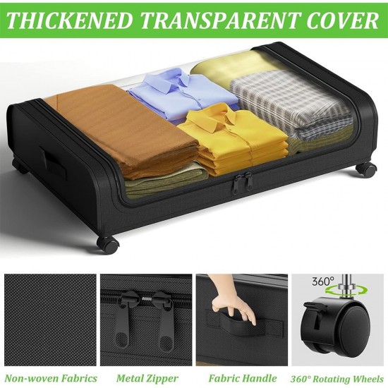 Under Bed Storage with Wheels Large Rolling Storage Shoes Containers with Lids