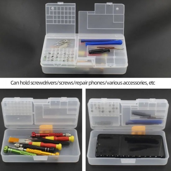 1pc Transparent Plastic Storage Box Small Parts Screw Component Organizer Case