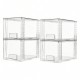 4 Pack Large Stackable Storage Drawers, Plastic Storage Bins